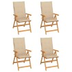 Sillas de jardín 4 unidades madera maciza de teca cojines beige