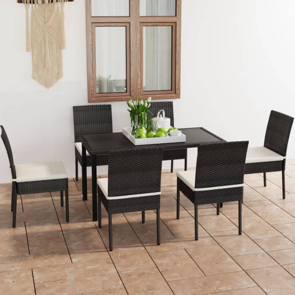Conjunto de comedor de jardín 7 piezas ratán sintético