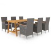 Juego de comedor de jardín de 7 piezas gris