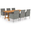 Juego de comedor de jardín 7 piezas gris