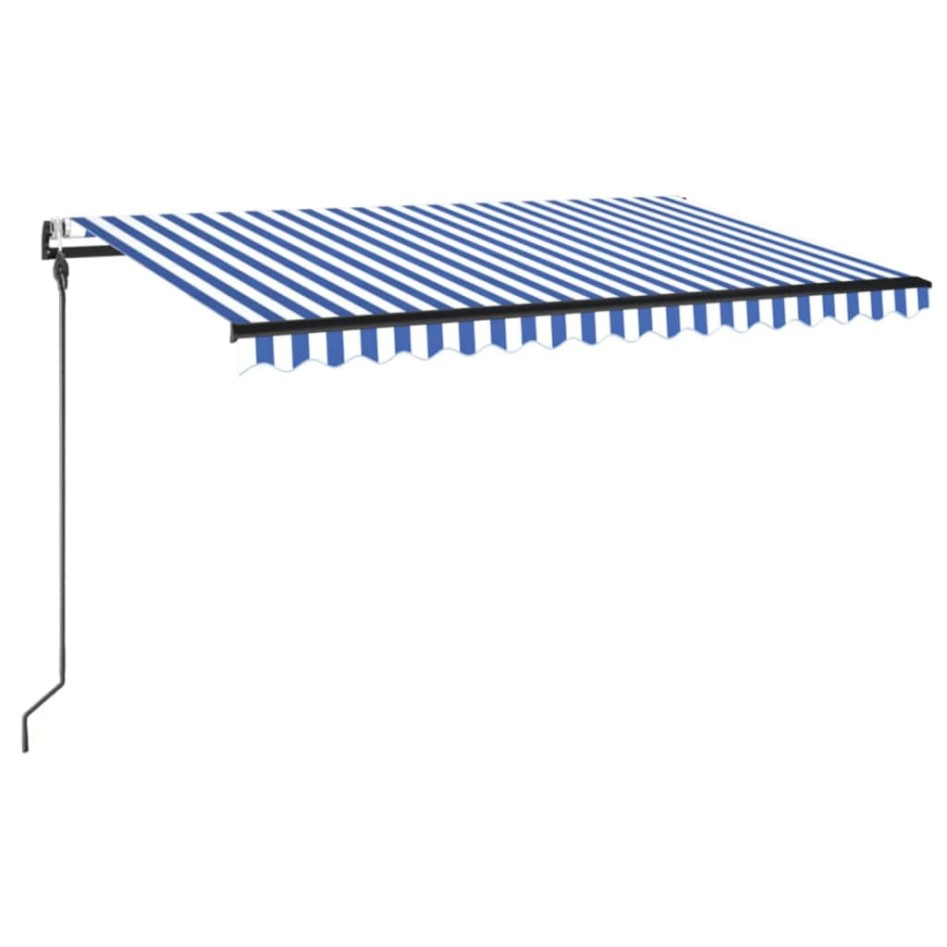 Toldo automático LED sensor de viento azul y blanco 450x300