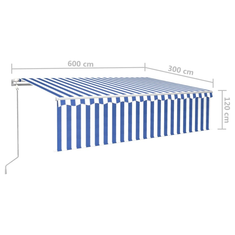 Toldo automático retráctil con persiana 6x3 m azul y