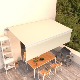 Toldo retráctil manual con persiana crema 5x3