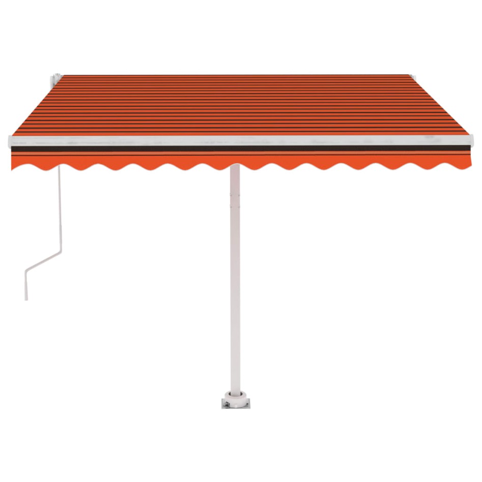 Toldo de pie automático naranja y marrón 300x250