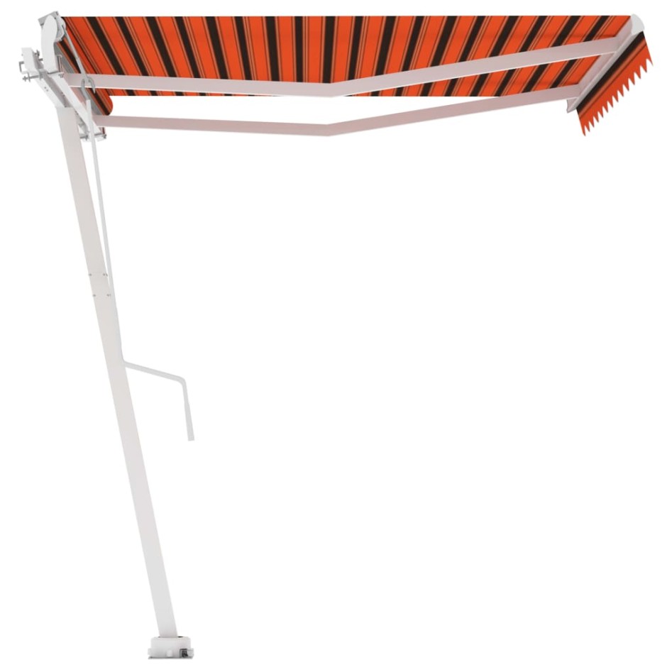 Toldo de pie automático naranja y marrón 300x250