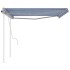 Toldo manual retráctil con postes azul y blanco 4x3,5