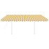 Toldo retráctil automático con postes amarillo y blanco 4x3,5