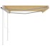 Toldo retráctil automático con postes amarillo y blanco 4x3,5