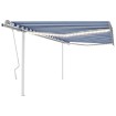 Toldo manual retráctil con LED azul y blanco 4x3,5 m
