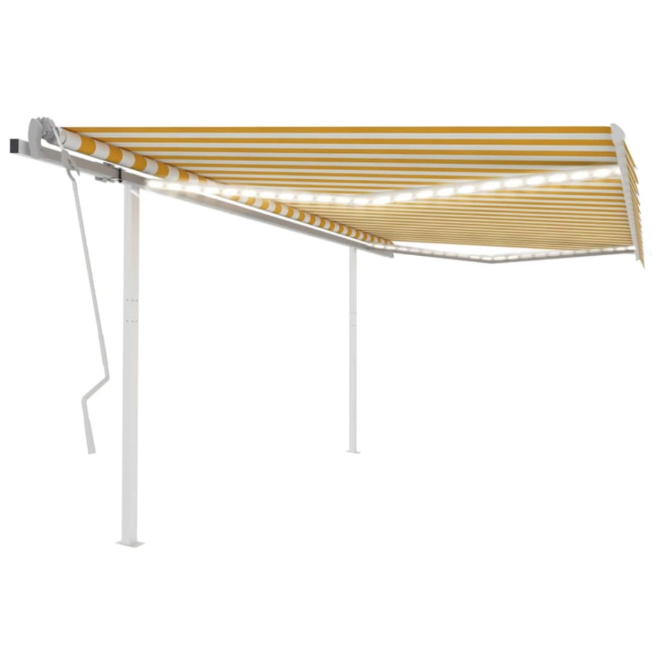 Toldo manual retráctil con LED amarillo y blanco 4x3,5