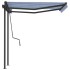 Toldo retráctil automático con postes azul y blanco 3,5x2,5