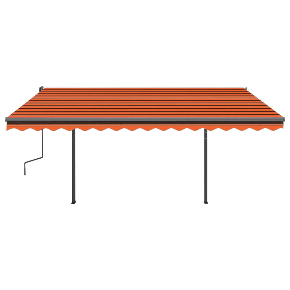 Toldo automático retráctil con postes naranja y marrón 4,5x3