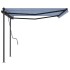 Toldo automático retráctil con postes azul y blanco 4,5x3