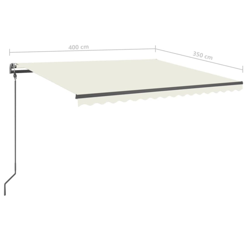 Toldo manual retráctil con LED crema 4x3,5