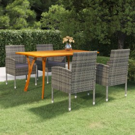 Juego de comedor de jardín 5 piezas gris