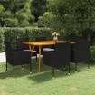 Juego de comedor para jardín de 7 piezas negro