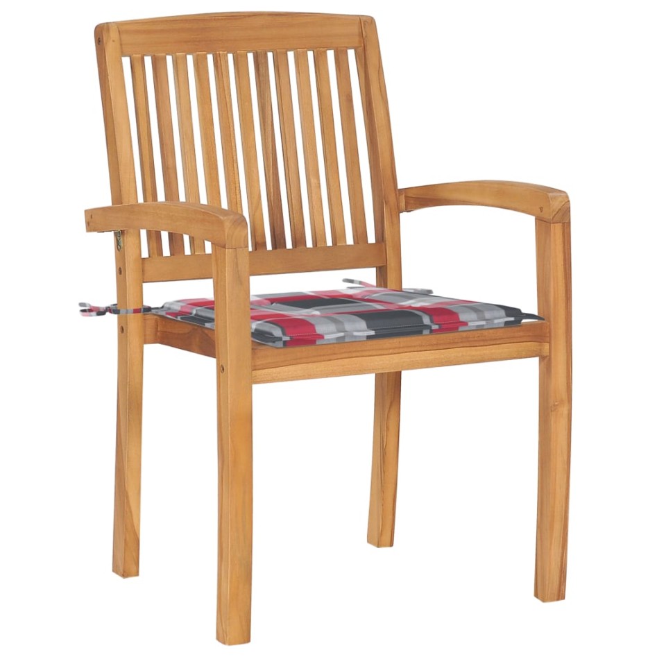 Sillas de jardín apilables 4 uds madera de teca con