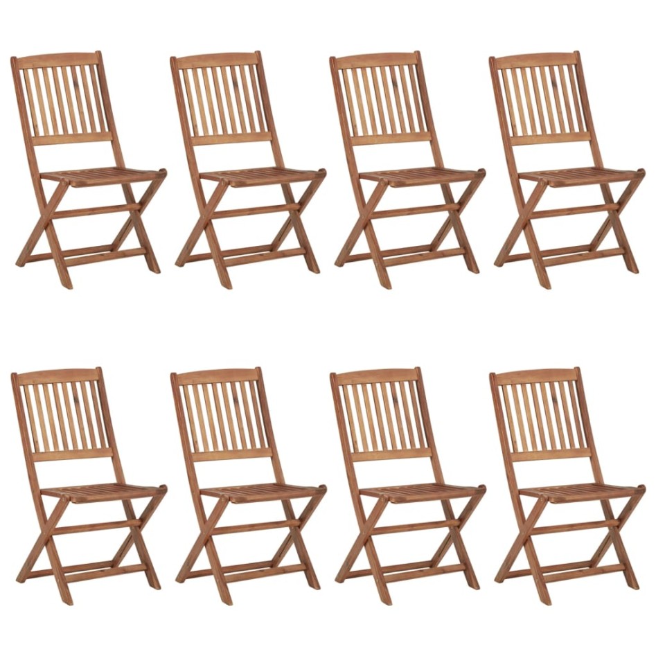 Sillas de jardín plegables 8 uds y cojines madera maciza