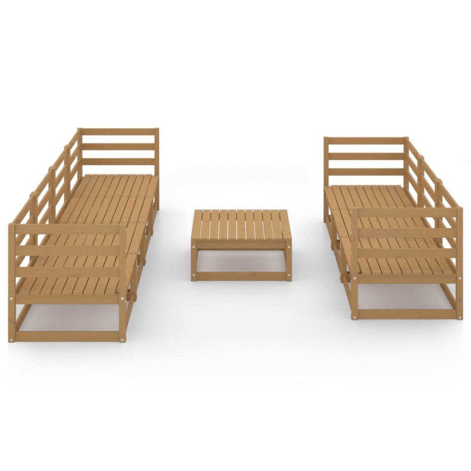 Muebles de jardín 8 piezas marrón miel madera maciza de