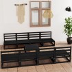 Juego de muebles de jardín 9 piezas negro madera madera pino