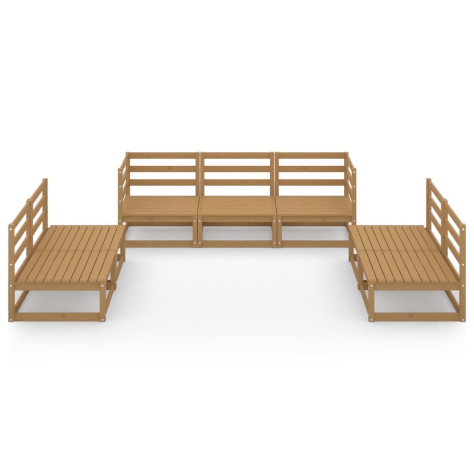 Muebles de jardín 7 piezas marrón miel madera maciza de
