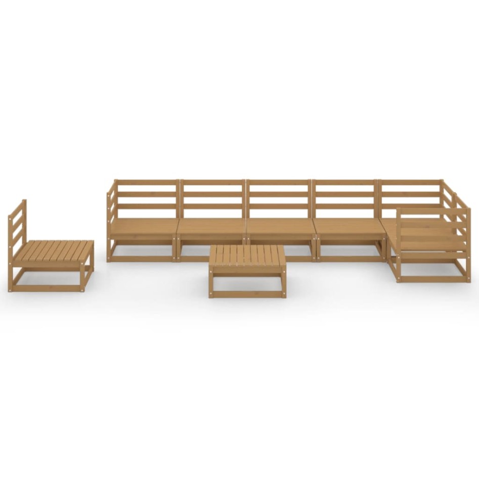 Muebles de jardín 8 piezas marrón miel madera maciza de