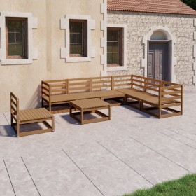 Muebles de jardín 8 piezas marrón miel madera maciza de