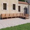 Muebles de jardín 7 piezas marrón miel madera maciza de pino