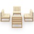 Muebles de jardín 4 piezas con cojines de madera de pino