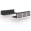 Juego de muebles de jardín 7 pzas y cojines madera pino maciza