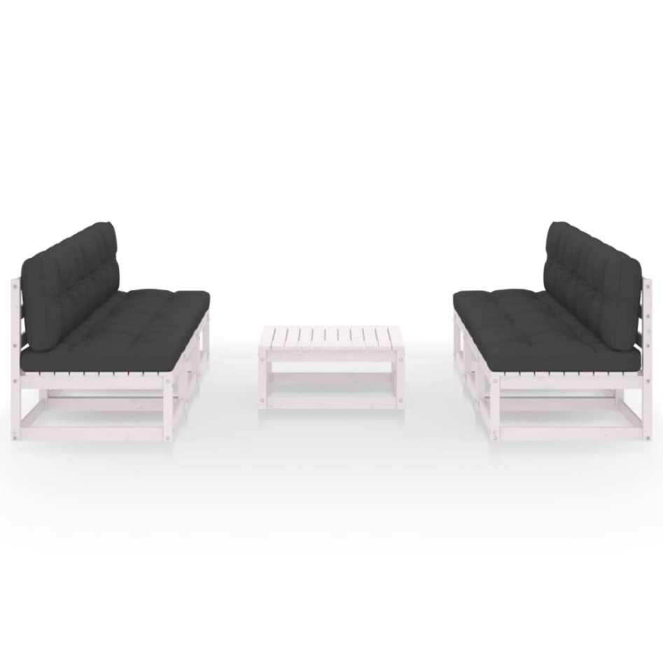 Juego de muebles de jardín 7 pzas y cojines madera pino