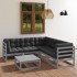 Juego de muebles de jardín 6 pzas y cojines madera pino