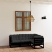 Juego de muebles de jardín 4 pzas y cojines madera pino maciza