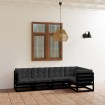 Juego de muebles de jardín 5 pzas y cojines madera pino maciza