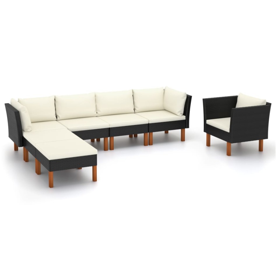 Set muebles de jardín 7 pzas ratán sintético eucalipto