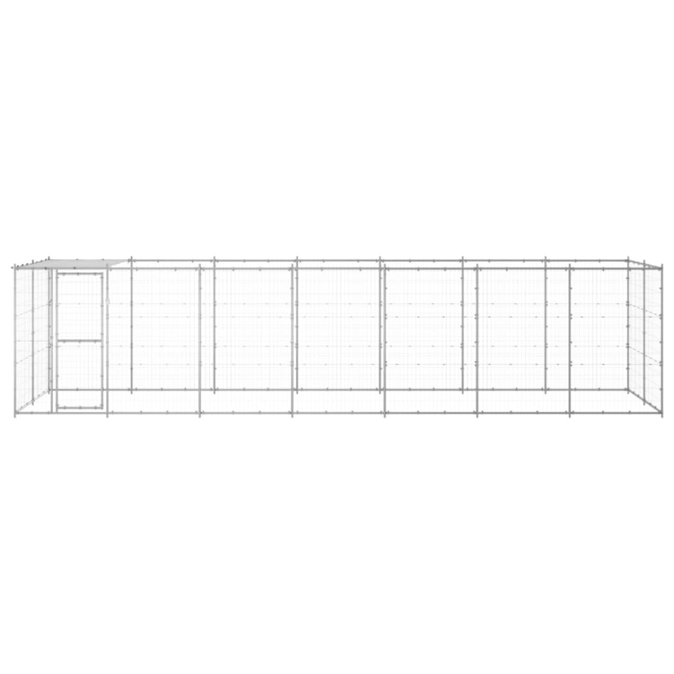 Perrera de exterior de acero galvanizado con techo 16,94