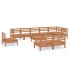 Juego muebles de jardín 10 pzas madera maciza pino marrón