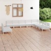 Juego de muebles de jardín 10 piezas madera maciza pino blanco