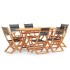 Set de comedor jardín 7 pzas madera eucalipto textilene