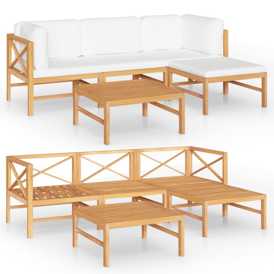 Set de muebles de jardín 5 pzas madera de teca y cojines