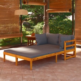 Tumbonas con cojines gris oscuro 2 unidades madera de