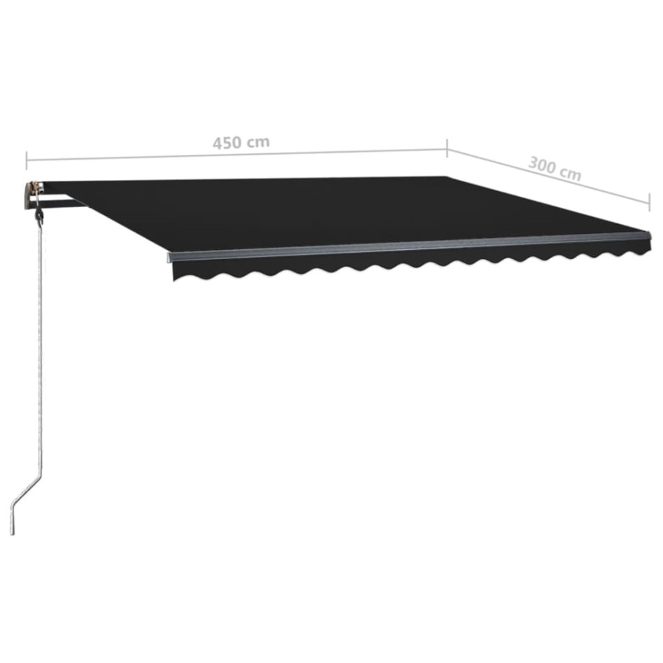 Toldo retráctil manual con luz LED gris antracita 450x300
