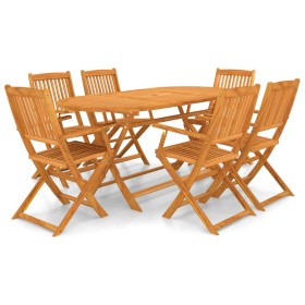 Set comedor de jardín plegable 7 pzas madera maciza de