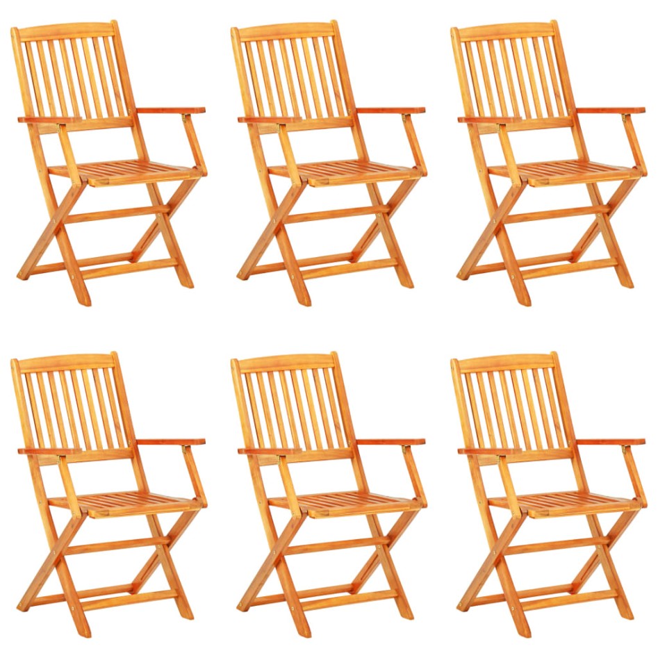 Set comedor de jardín plegable 7 pzas madera maciza de