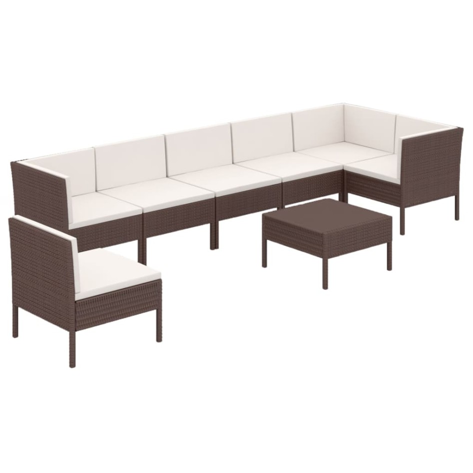 Set muebles de jardín 8 pzas y cojines ratán sintético