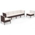 Set muebles de jardín 6 pzas y cojines ratán sintético