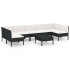 Set de muebles de jardín 8 pzas y cojines ratán sintético
