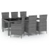 Set de comedor de jardín 7 pzas y cojines ratán sintético