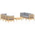 Juego de muebles de jardín 7 pzas y cojines madera de pino