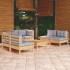 Juego de muebles de jardín 7 pzas y cojines madera maciza